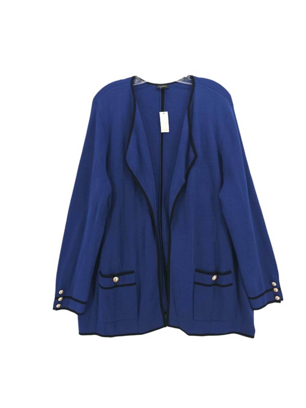 NWT TALBOTS Blue Front Cardigan Black Trim Buttons Detail Size 2XP